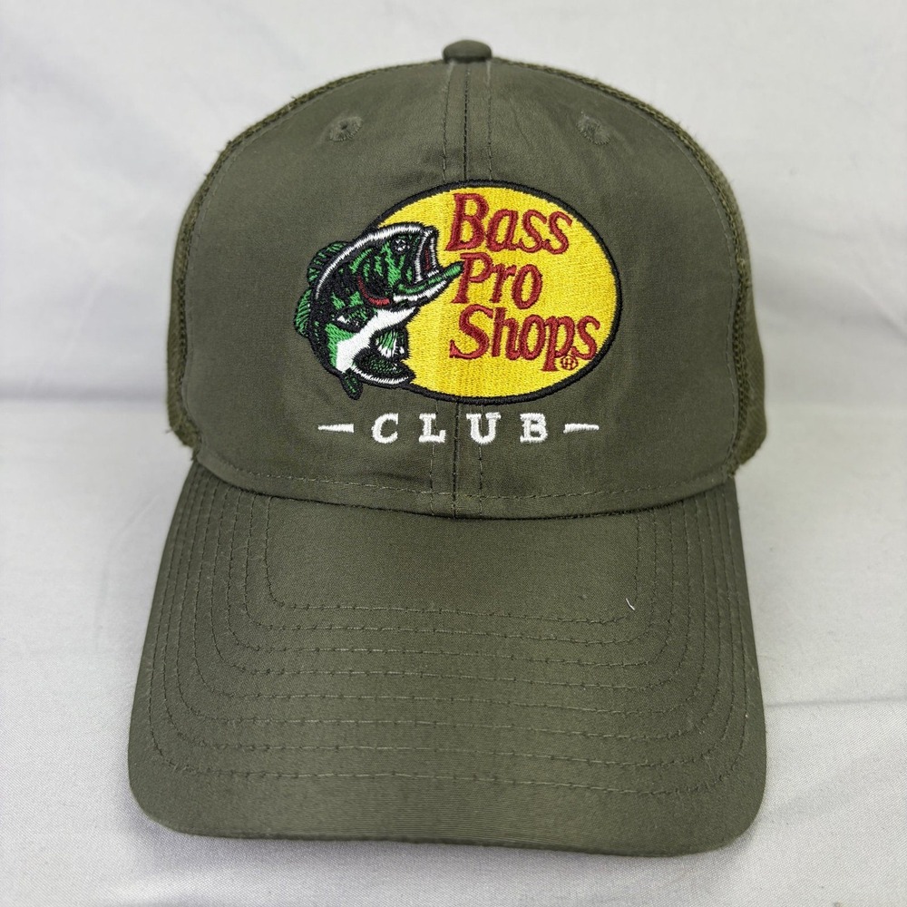 Bass Pro Shops Trucker Hat Club Mens OSFA Olive Green Mesh Snapback Cap
